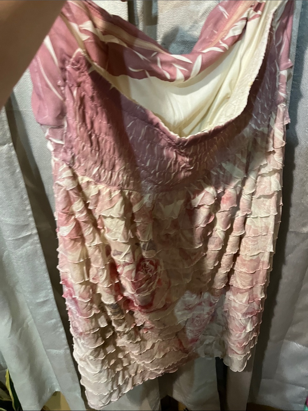 Size 18 Maurices Pink and Cream Strapless Ruffle Dress - Picture 5 of 5